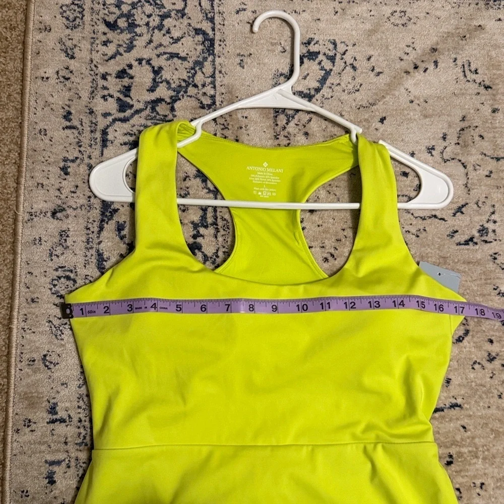 Antonio Melani Active Tennis Courtside Mini Dress hidden side pocket lime Large